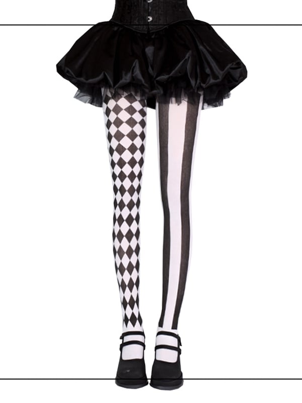 Vibes Asymmetrical Clown / Black Red Tights Circus Print