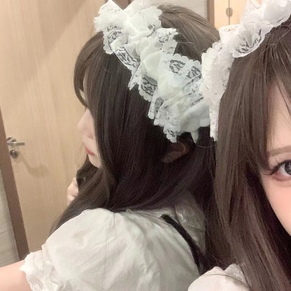 White Plush Ruffled Lace KC Wings with Angel