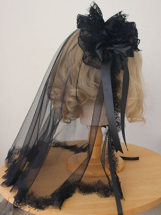 Elegant with Veil Kuro Lace Head Hairband