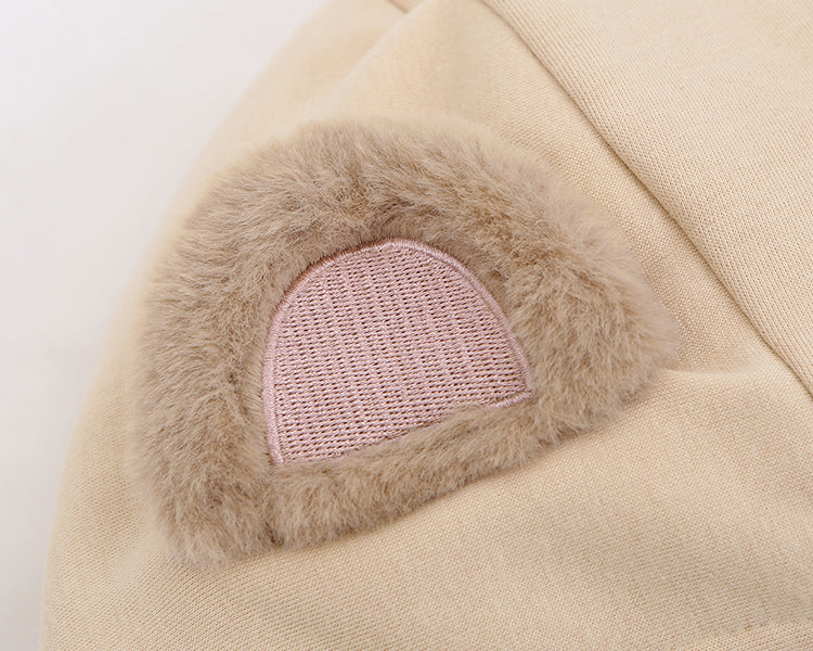 Beige Cute Teddy Bear Hoodie