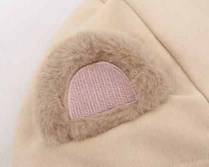Beige Cute Teddy Bear Hoodie