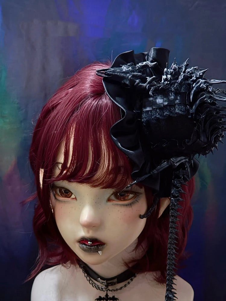 Gothic Bone Satin Mini Style Dragon Top Hat Skeleton Dark Clip