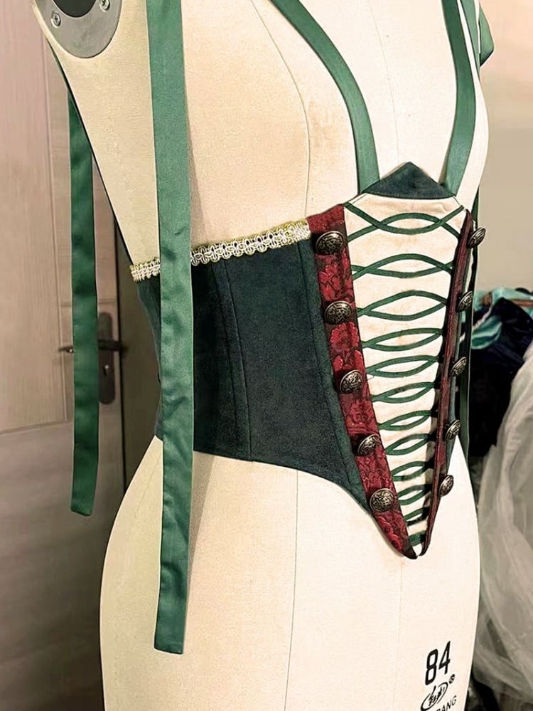 歴史的衣装 ライトイエロー ボーン入り ボディス トップセット