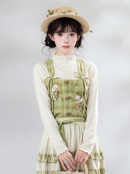 Hanfu Beige Knit Top for Autumn & Winter - Luo Xiu Dong Xiang