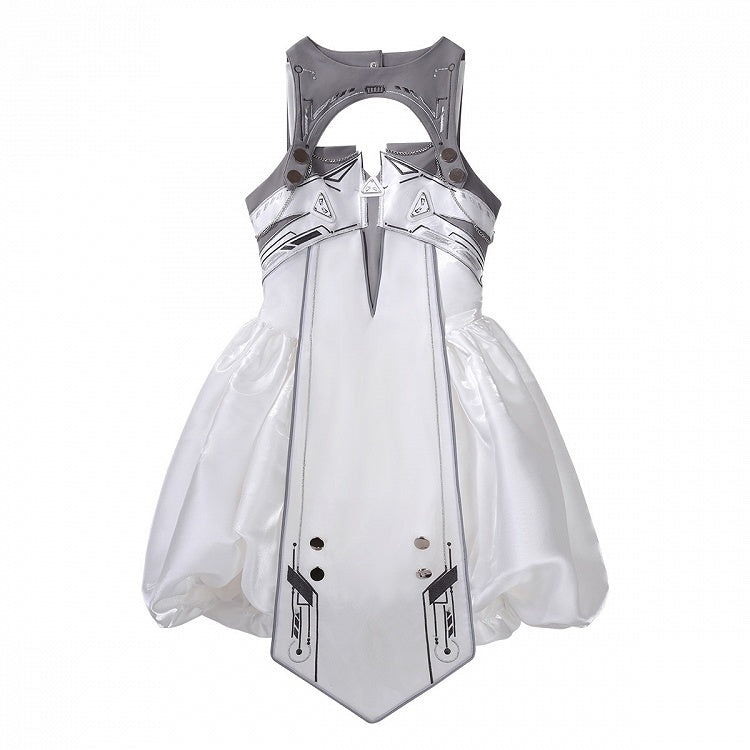 Cyberpunk White Bubble Dress and Cropped Vest Set - Xiong Dou Jiang
