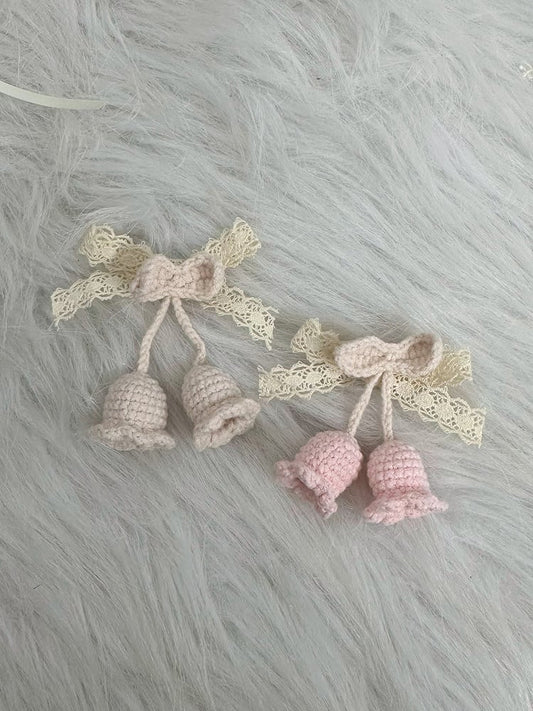 / Pink Brooch of Lolita the Beige Crocheted Lily Valley