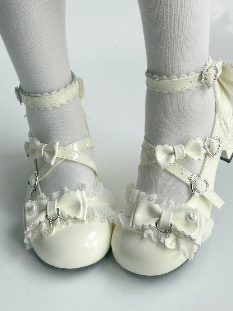Bow Janes - Mary Accents Mid-heel in PU White