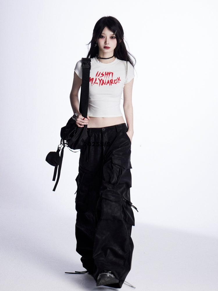 クロップドTシャツ ホワイトレタープリント ビタースウィート