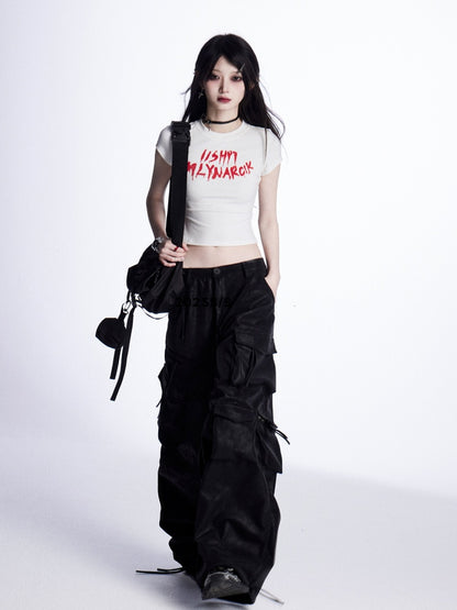 クロップドTシャツ ホワイトレタープリント ビタースウィート