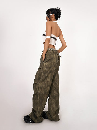 Crop Belt Detachable Tank Punk Built-In Bra with Top White