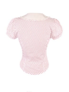 Polka mit Baumwolle Rote Bluse Punkt Akzente Weiß Dollcore