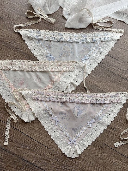 Foulard lolita style cottagecore imprimé fleurs et agneau bleu/rose/violet – Miss Point