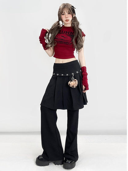 Flare Plissee Glamorous Bittersweet Silhouette Hose Schwarz Mit