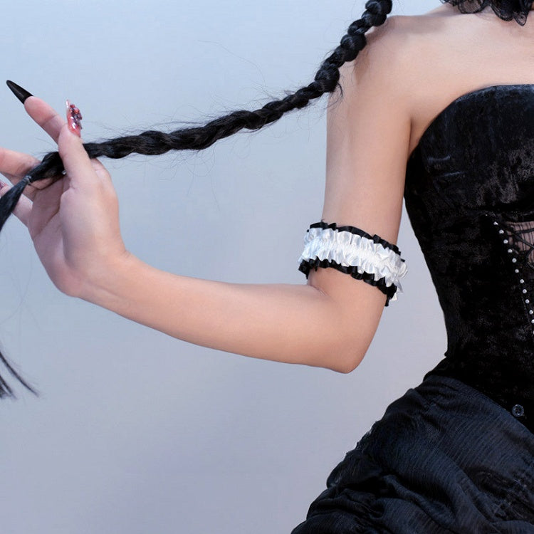 White/Red Lolita Gothic Ruffled Arm Cuff