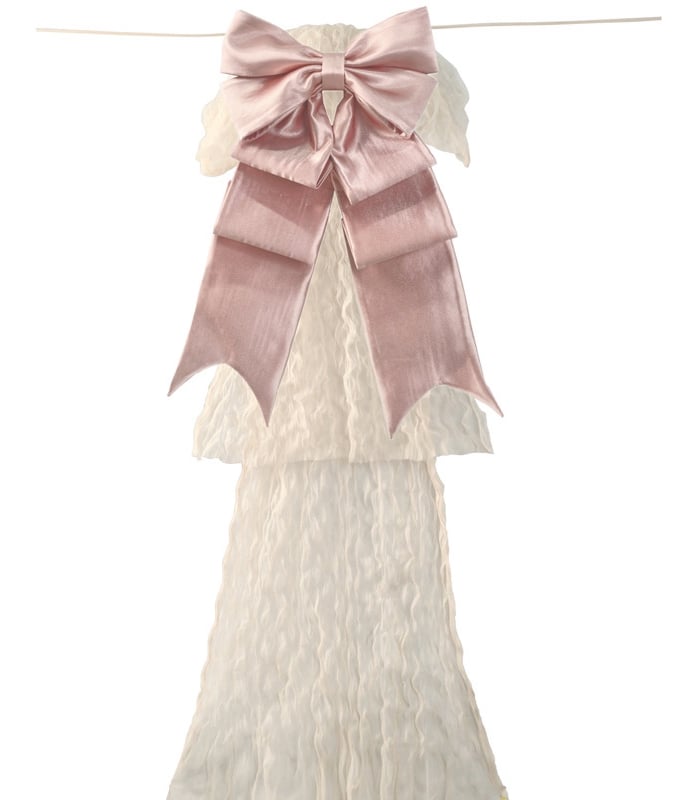 Große Vintage-Schleppe, abnehmbar mit cremefarbener Schleife, Rosa