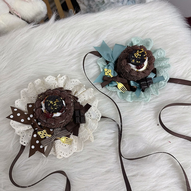 With 3 Options Sweet Mini Cake Hat Clips Lolita Chocolate Color