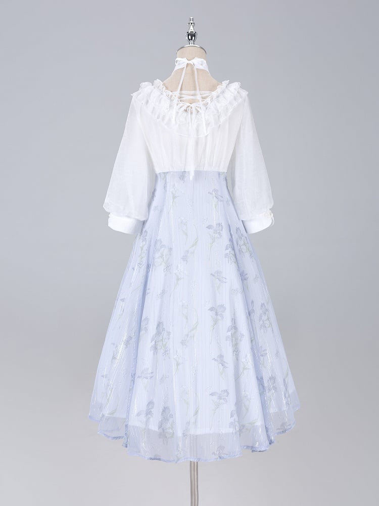 Halter Edward White Floral Piece Neck and One Summer Print Purple