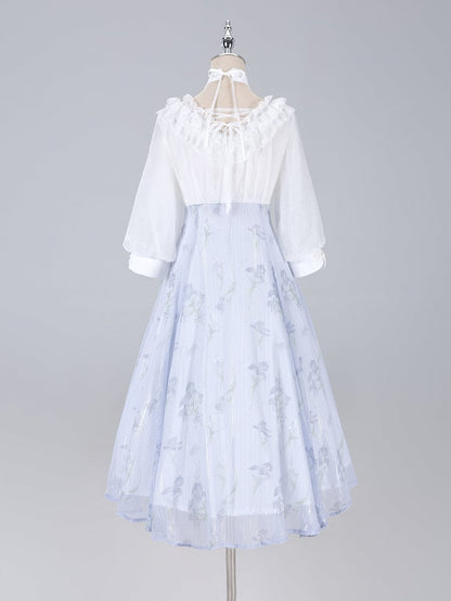 Halter Edward White Floral Piece Neck and One Summer Print Purple