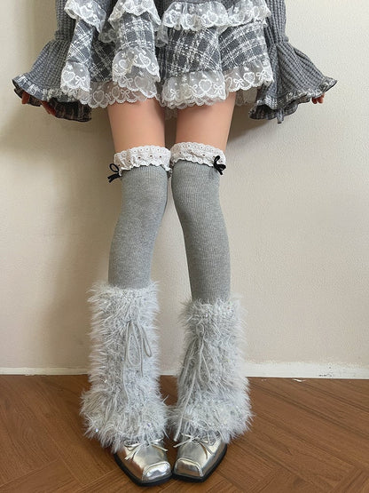 Design Y2K Decoration Sequin Colors Leg Warmers with Strap Plush 3