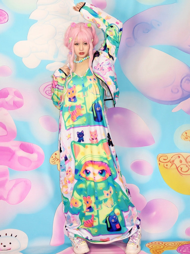 Dress Cat Cami Y2K Print Colorful