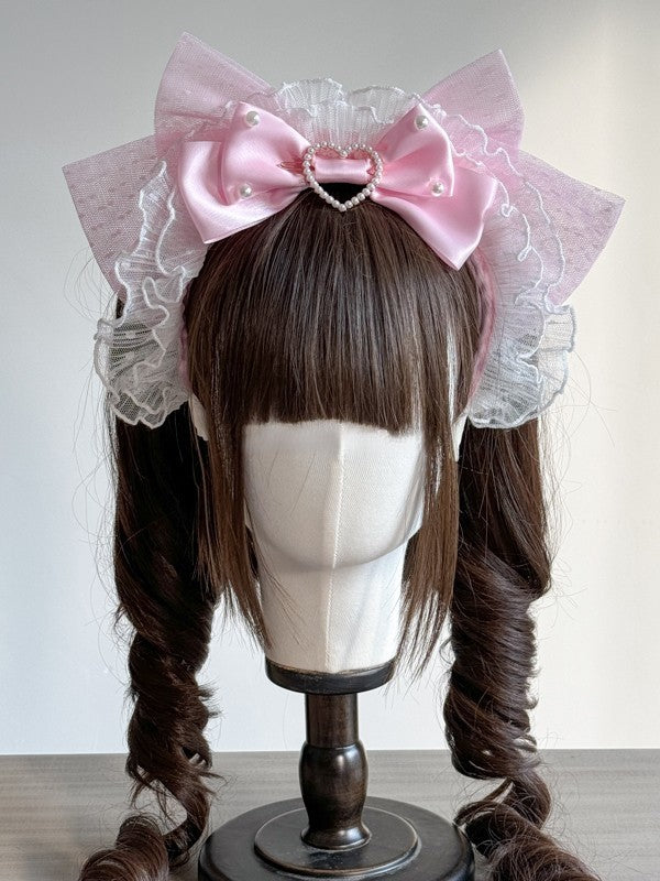 Sweet with Trim Bowknot Options Lolita and – KC Lace Decoration Heart 3 Color