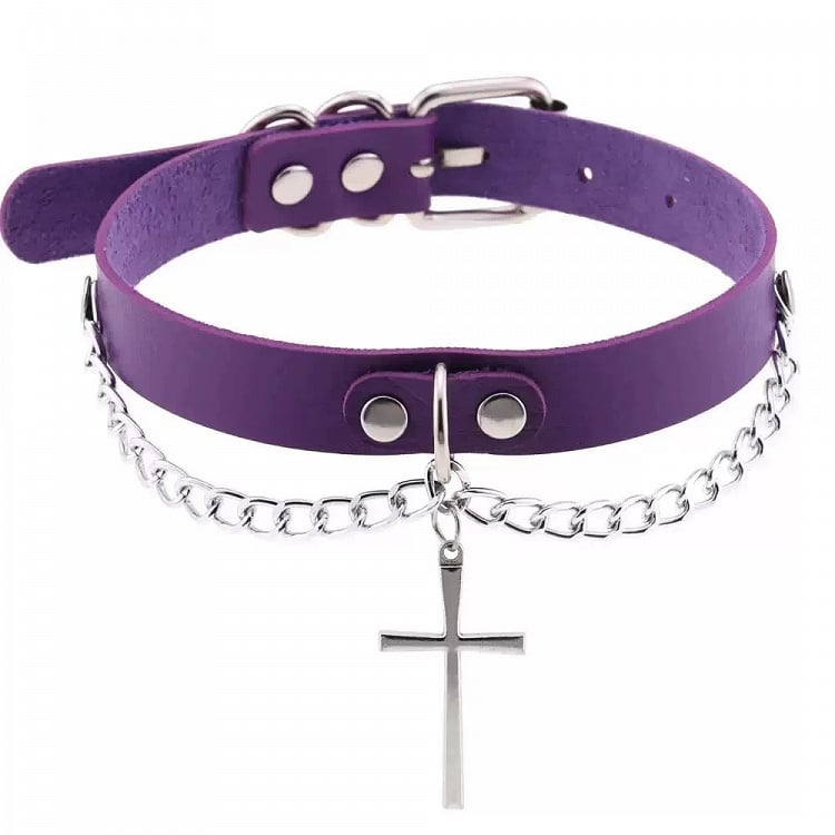 Multicolor Cross Pendant Chain Necklace - CRAZY GIRL