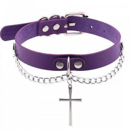 Multicolor Cross Pendant Chain Necklace - CRAZY GIRL