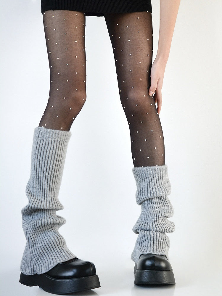 Tights Sheer Black/White Rhinestone