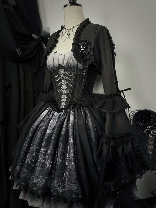 Bell Sleeves Bolero Lolita Layered Black Gothic