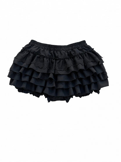 Black Gothic Tiered Ruffle Skort for Alternative Fashion - Damn Girl
