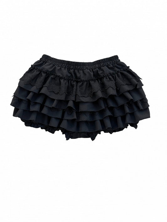Black Gothic Tiered Ruffle Skort for Alternative Fashion - Damn Girl