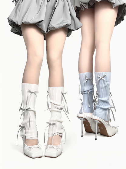 Calf Bow Decorated 8 Leg Warmers Colors -