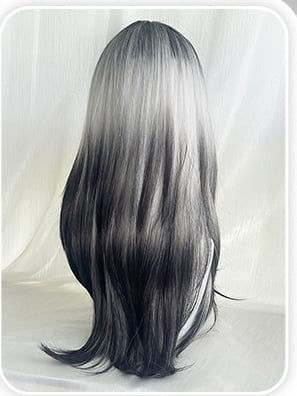 Straight Hair Wigs With 60cm Air Ombre Color Bangs