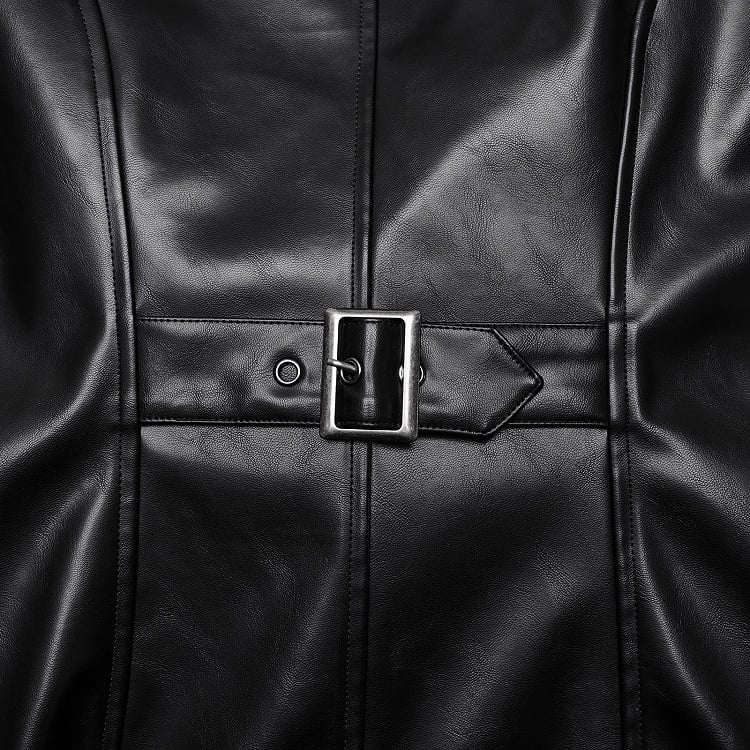 Black Punk Visual Leather Heavy-procesed Jacket