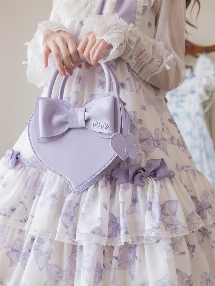 ピンク/ブルー/パープルのハート型クロスボディバッグ