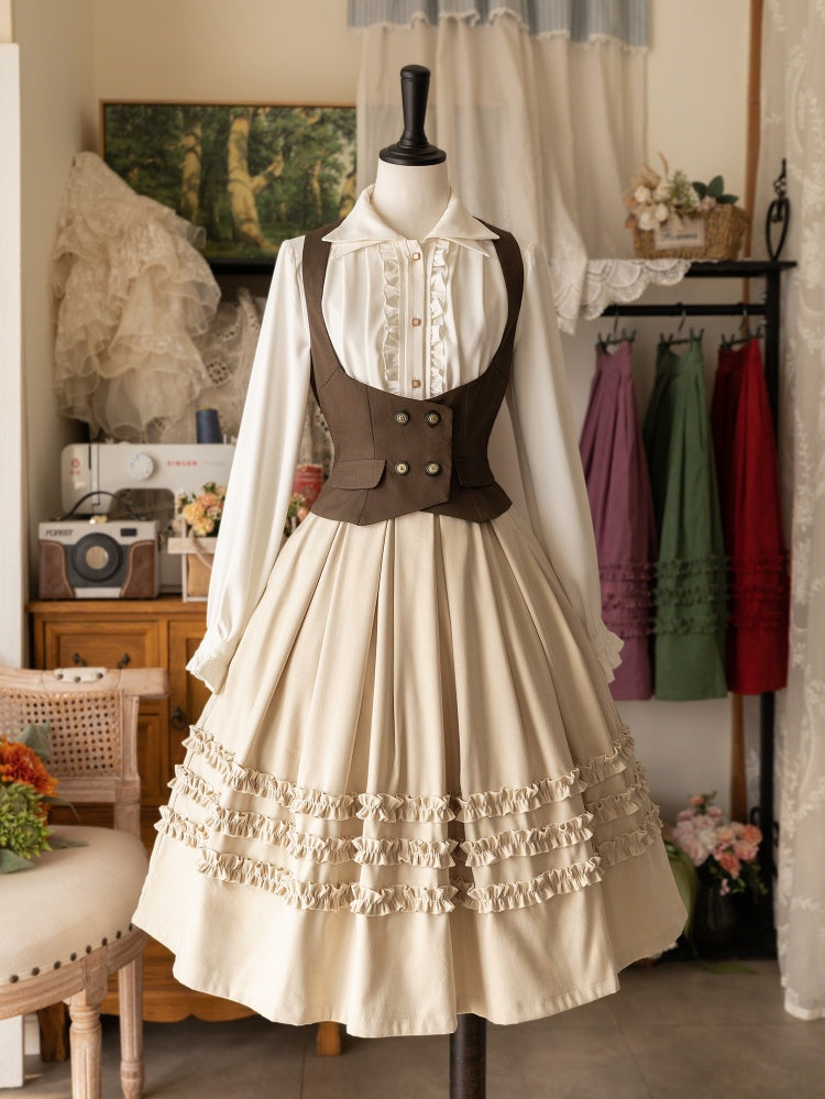 Brown Double-Breasted Underbust Waistcoat