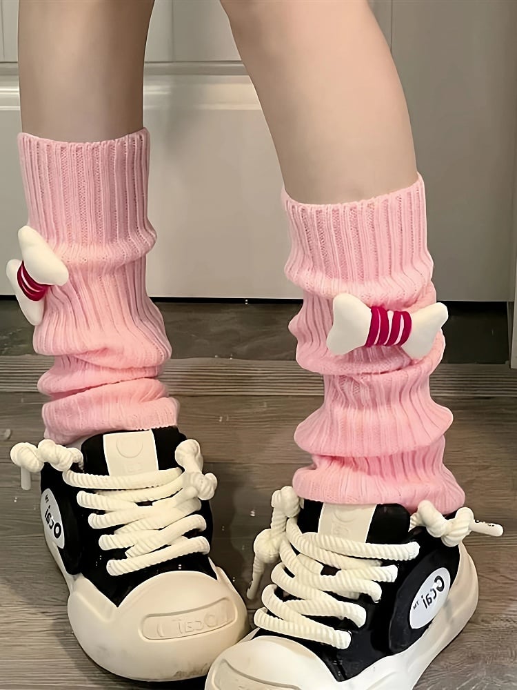 Leg Warmers Bone-Shaped Colors) (5 Accents Ribbed Knit with