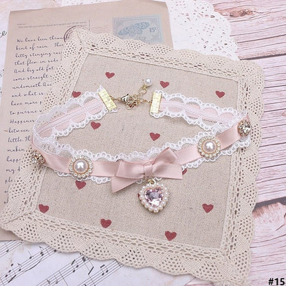 Options Bowknot Color Charm Heart Jirai Lace Kei 18 Choker