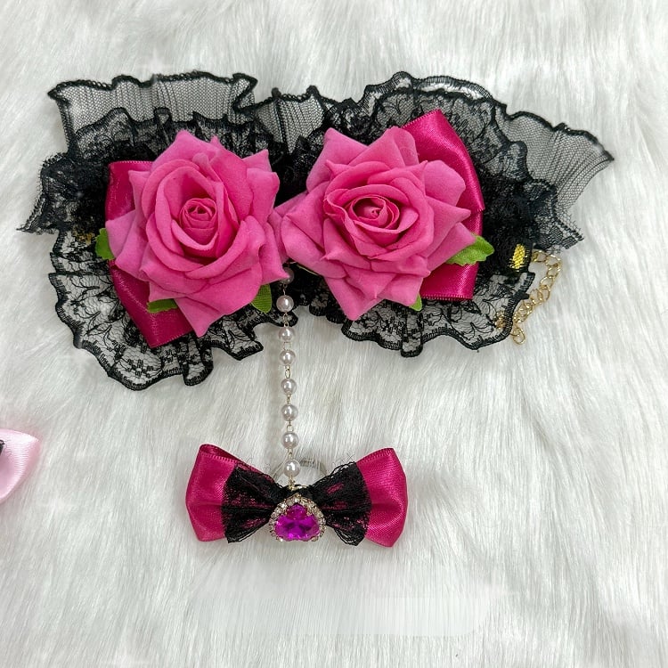 Strass 4 Design mit Herz Spitze Bowknot Floral Optionen Trim Ring verziert Armband