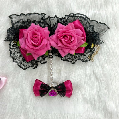 Strass 4 Design mit Herz Spitze Bowknot Floral Optionen Trim Ring verziert Armband