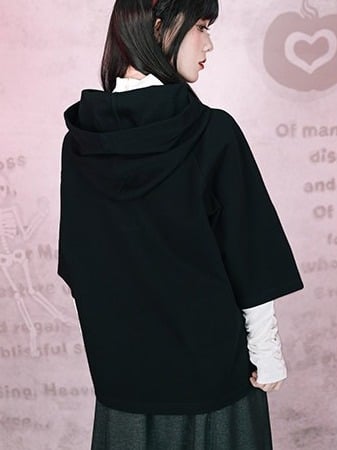 With Gothic Sleeve Graffiti Design 3/4 Dark Hoodie Print