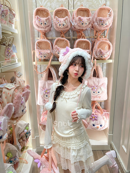 Weißes Slim-Fit-Top mit Rundhalsausschnitt und Spitzenbesatz