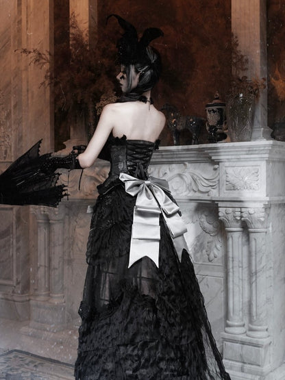 Black Vintage with Big Detachable Train Bow