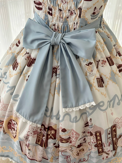 Alice in Wonderland Bunny Print Sweet High Waist Lolita Dress