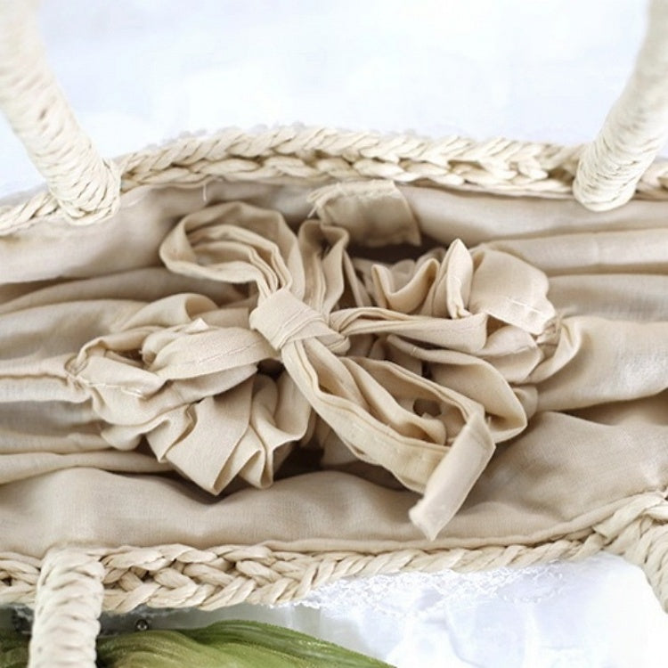 Trimmed Bowknot Handbag Lace Floral Straw Fresh Lolita