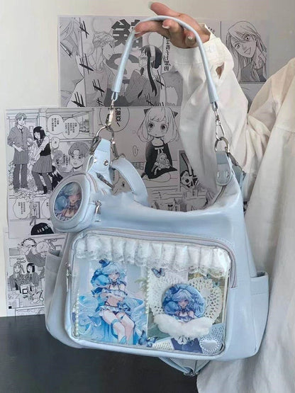 Shoulder Crossbody / Convertible Colors Bag with Badge 7 Charm Strap Ita