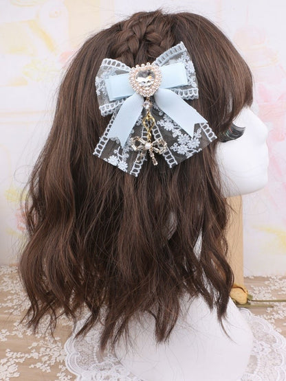 Lace Hairclip Color Jirai Bowknot Heart Rhinestone Charm Options Kei 4