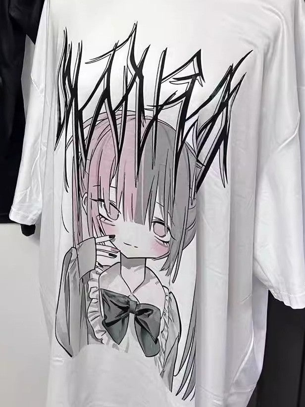 T-Shirt Print Kei White Jirai Cartoon und Brief