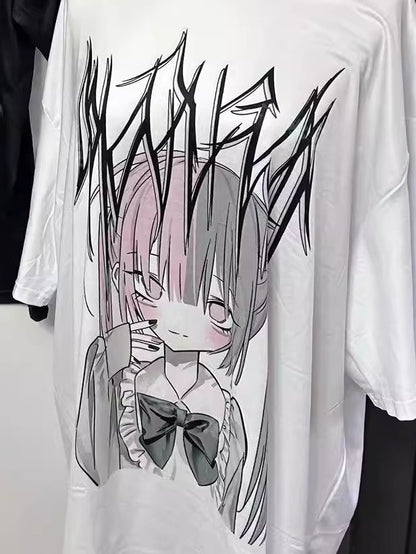 T-Shirt Print Kei White Jirai Cartoon und Brief