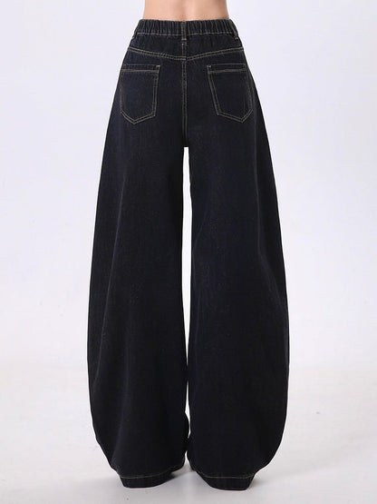 Scarf with Zippered Jeans Black Plaid Side Accent Wide-Leg